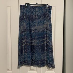 J. Jill Blue and Gray Midi Skirt Petite Large